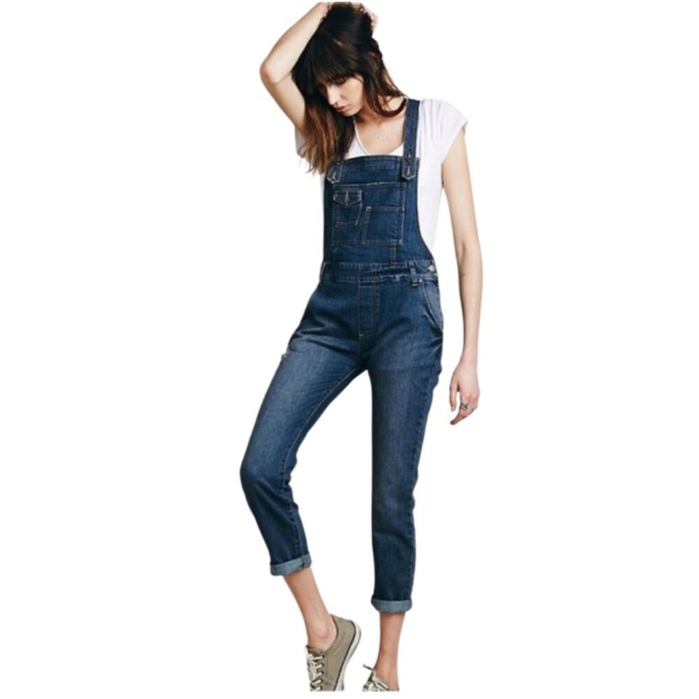 Free People Washed Denim Overall Size 24